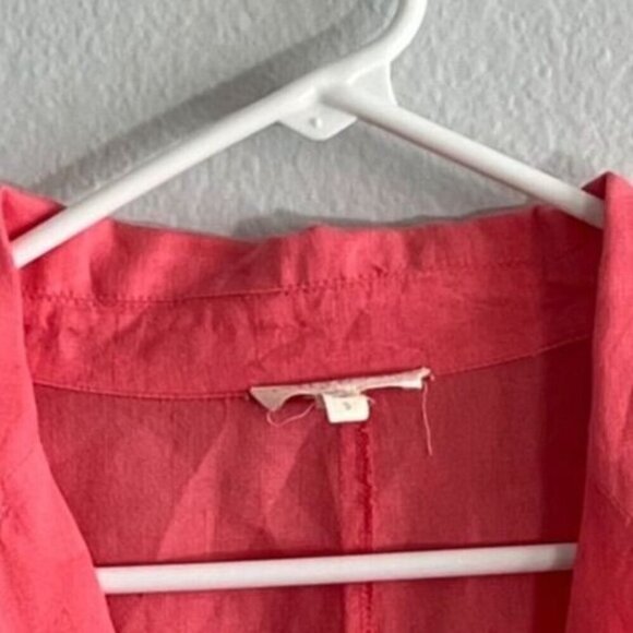 Eileen Fisher Pink Linen Blazer One Button‎ Pockets Lightweight Size Small - Picture 3 of 9